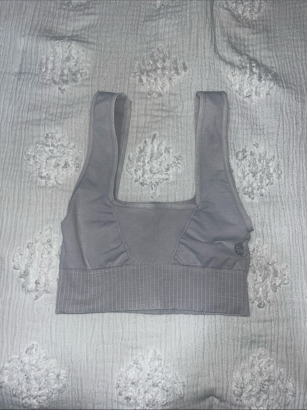 FREE PEOPLE MOVEMENT Good Karma Ribbed Square-Neck Bralette - Gray